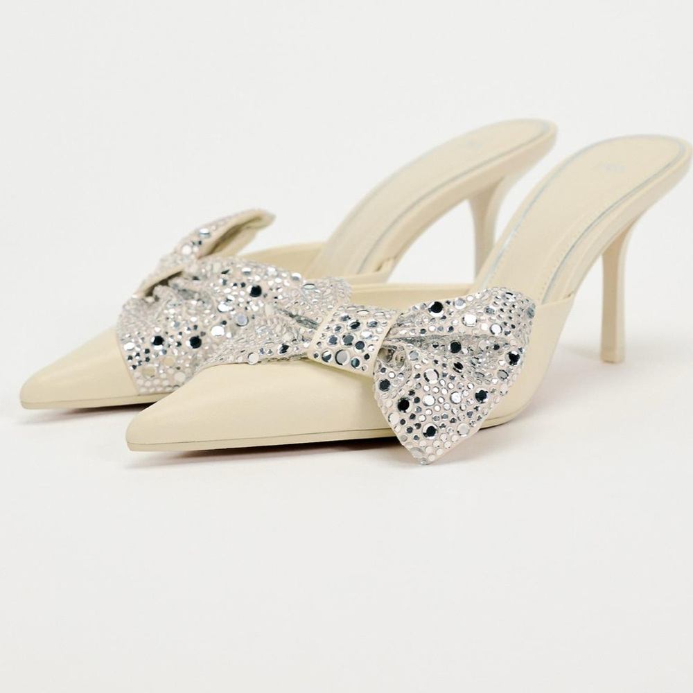Zara sparkly bow heeled mules